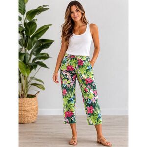 Tommy Bahama Tropical Crop Pants Womens 14 Ella Twill NWT